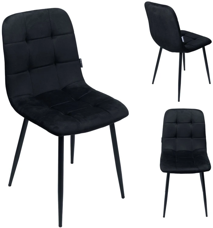 Bauerkraft Minkšta aksominė kėdė svetainei, valgomajam, aksominė palėpė juoda Bauerkra