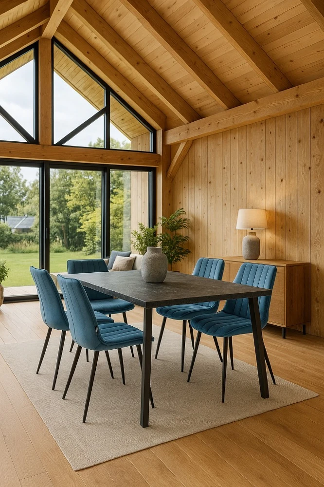 Bauerkraft Minkšta aksominė kėdė svetainei, valgomajam, aksominė loftas mėlyna