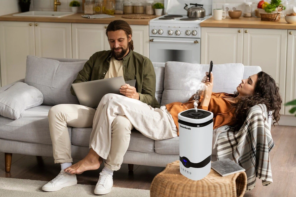 Bauerkraft oro drėkintuvas su nukalkinimo filtru, laikmatis ir nuotolinis pultas