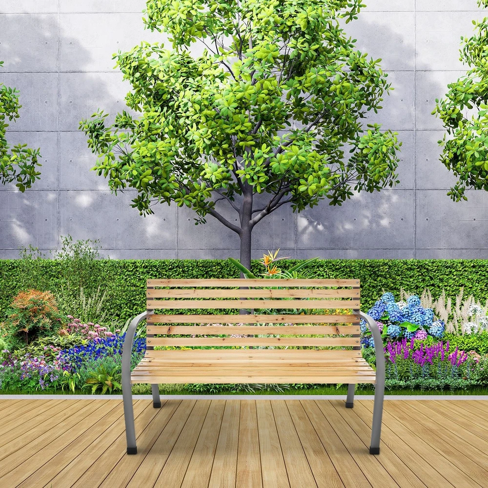 Bauerkraft Sodo suolas 120 cm su atlošu, parkinis, medinis, metalinis, terasai, balkonui