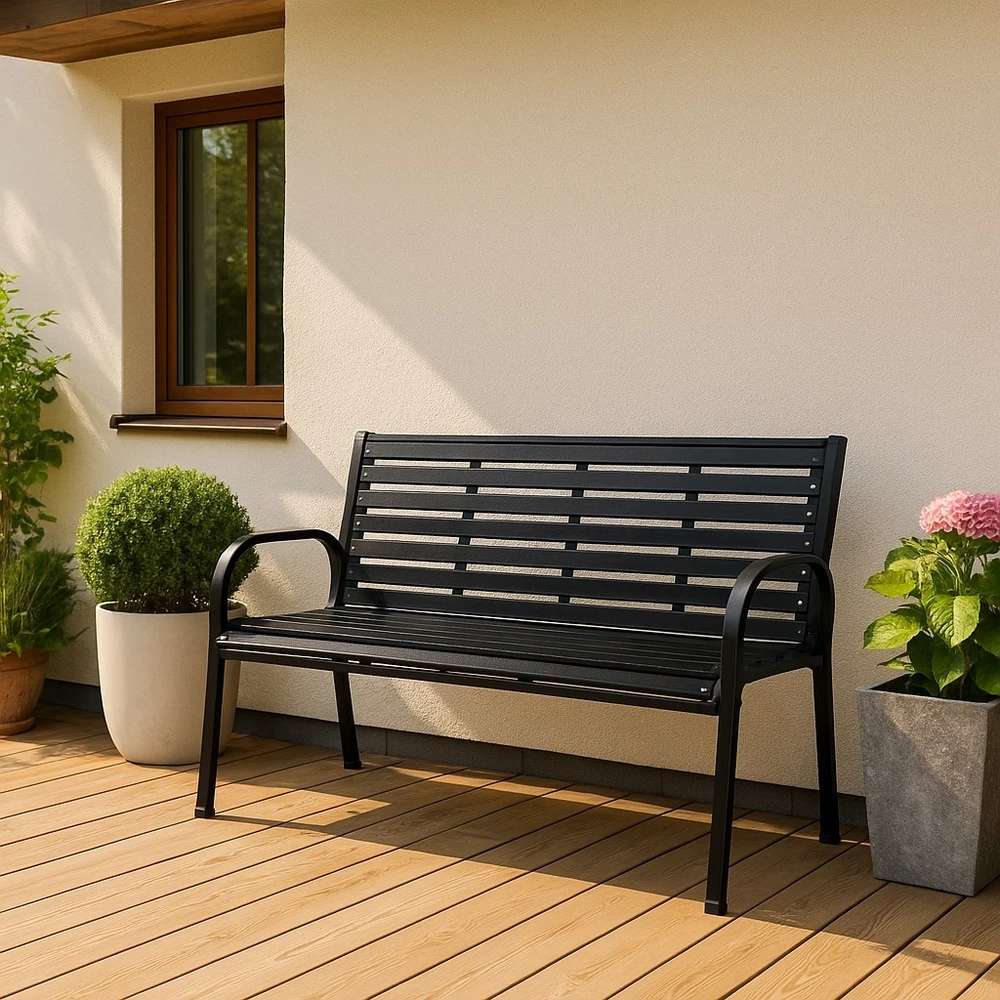 Bauerkraft Sodo suoliukas 126 cm su atlošu premium parkinis metalinis terasos balkono
