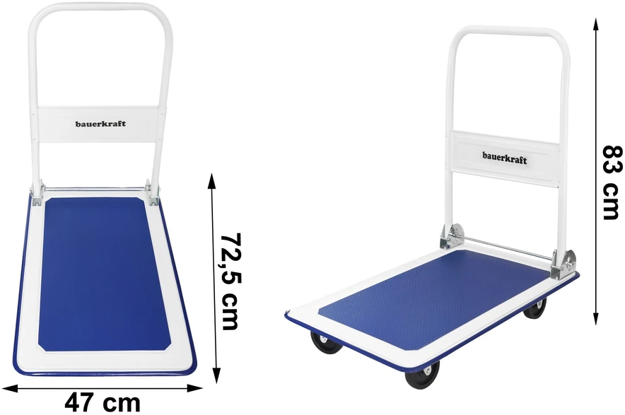 Bauerkraft Sulankstomas sandėlio transportavimo platforminis vežimėlis, 150 kg