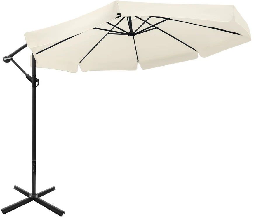 Bauerkraft Sulankstomas sodo skėtis 350 cm XXL smėlio spalvos užvalkalas, 8 strypų