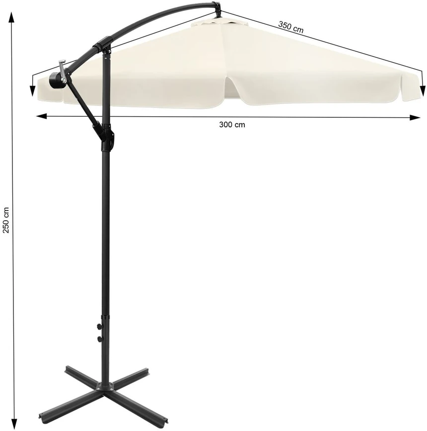 Bauerkraft Sulankstomas sodo skėtis 350 cm XXL smėlio spalvos užvalkalas, 8 strypų