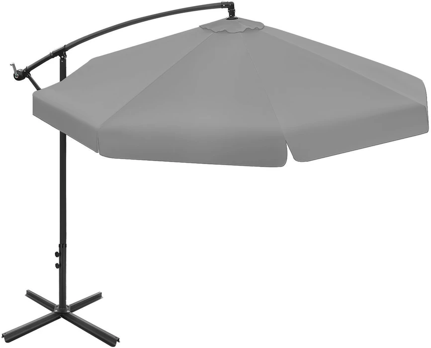 Bauerkraft Sulankstomas sodo skėtis 350 cm XXL grafito užvalkalas, 8 strypų