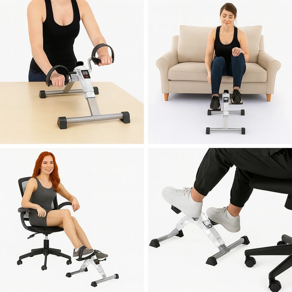 Bauerkraft Sulankstomas treniruoklis dviračiui, reabilitacinis, rotorinis, 2in1, LCD ekranas, baltas