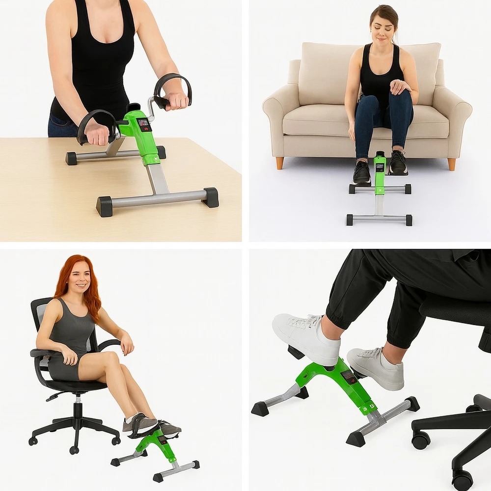 Bauerkraft Sulankstomas treniruoklis dviračiui, reabilitacinis, rotorinis, 2in1, LCD ekranas, žalias