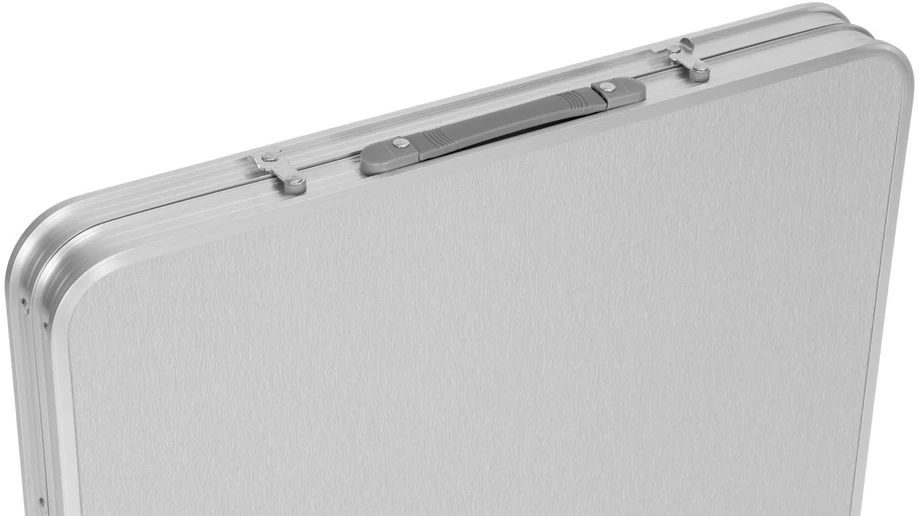 Bauerkraft Sulankstomas turizmo staliukas su lagaminu, nešiojimo rankena, aukščio reguliavimu ir 4 kėdžių komplektu, 120x60x70 cm, sidabrinis