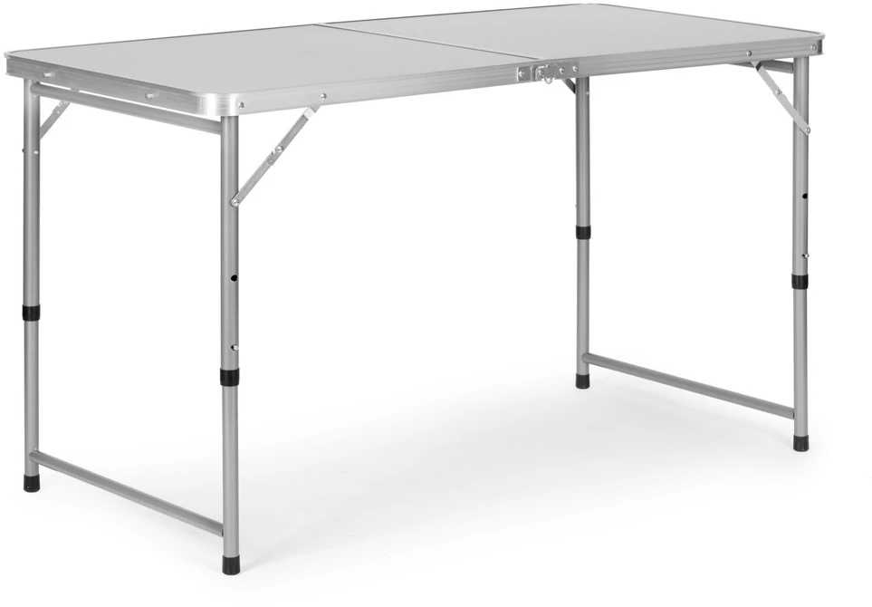 Bauerkraft Sulankstomas turizmo staliukas su lagaminu, nešiojimo rankena, aukščio reguliavimu ir 4 kėdžių komplektu, 120x60x70 cm, sidabrinis
