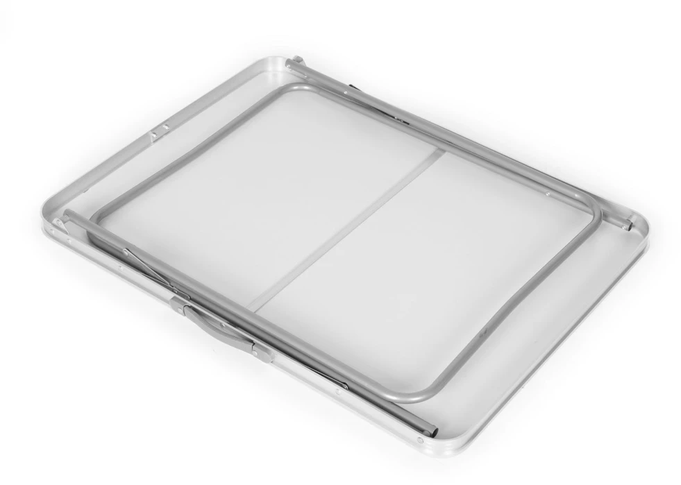 Bauerkraft Sulankstomas turizmo staliukas su lagaminu ir rankena 80x60x70 cm sidabro spalvos