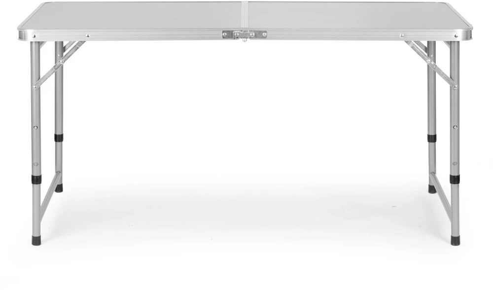 Bauerkraft Sulankstomas turizmo staliukas su lagaminu, nešiojimo rankena, aukščio reguliavimu ir 4 kėdžių komplektu, 120x60x70 cm, sidabrinis