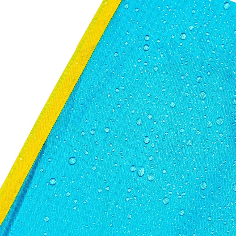 Bauerkraft Vandeniui atsparus paplūdimio kilimėlis iškylai 210x200 cm mėlynas su geltona apdaila