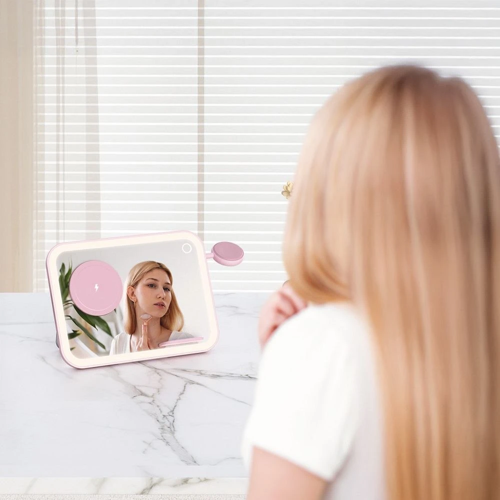 Forcell Belaidė 3in1 krovimo stotelė su veidrodžiu rožinė