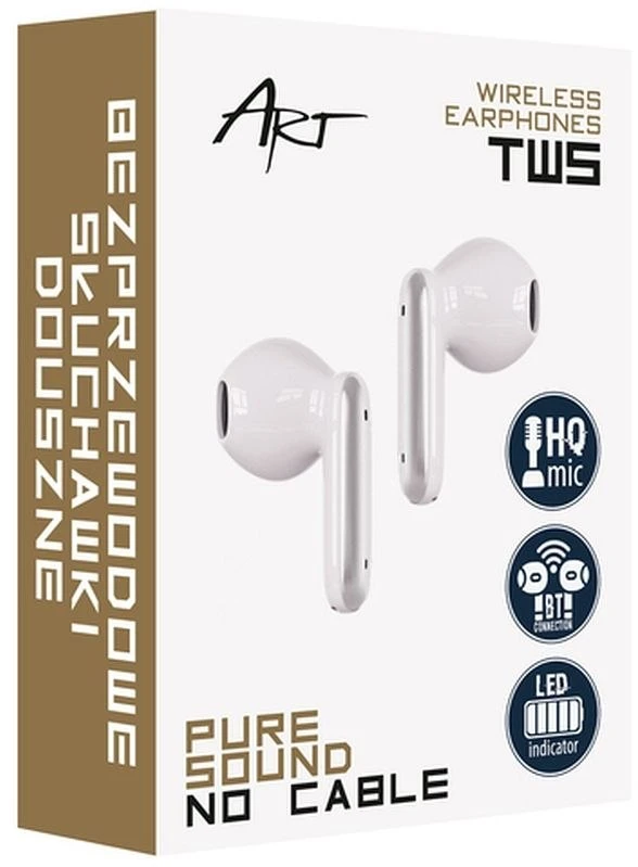 ART BT Ausinės With HQ Mikrofonas TWS USB-C baltas