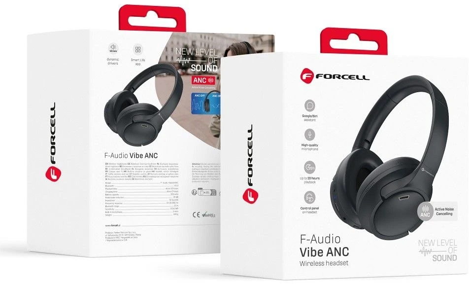 Belaidės ausinės Forcell F-Audio TWS Vibe ANC + ENC + TUYA APP juodas