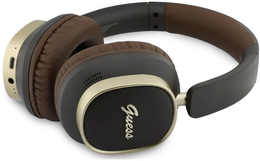 „Guess“ „Bluetooth“ ENC „Rectangle Metal Script“ ausinės, rudos spalvos