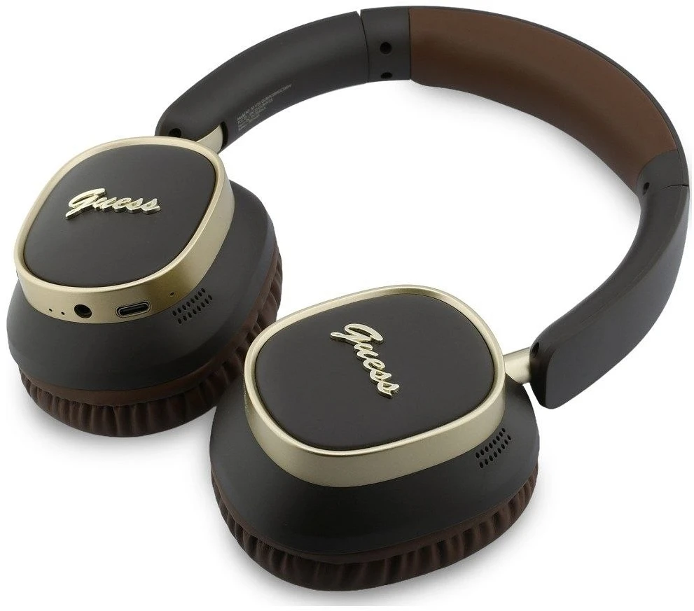 „Guess“ „Bluetooth“ ENC „Rectangle Metal Script“ ausinės, rudos spalvos