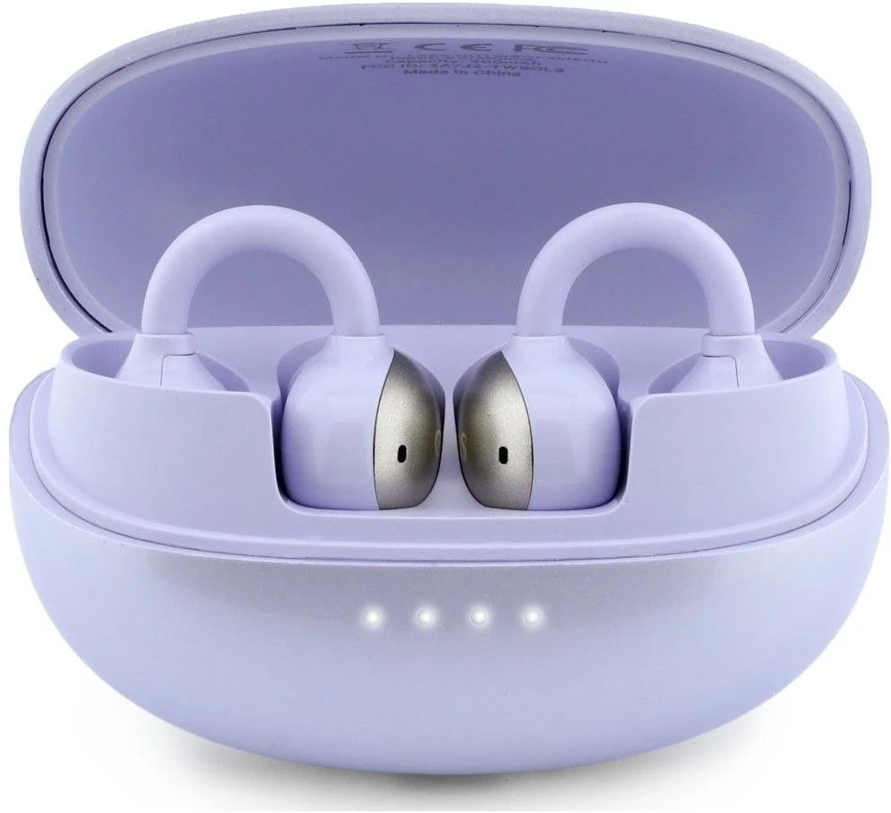 OWS ausinės Guess Metalic Finish Electropated Parts Classic Logo violetinės spalvos