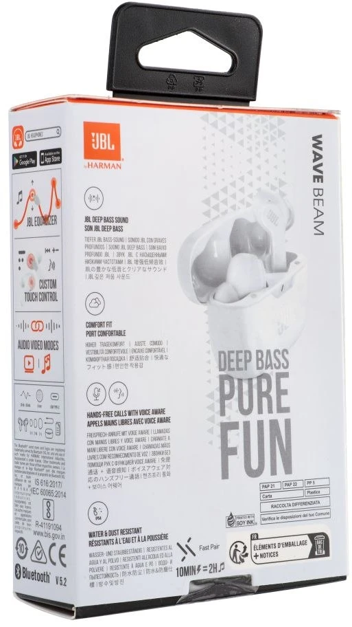 Belaidės Ausinės JBL Wave Beam, Baltos