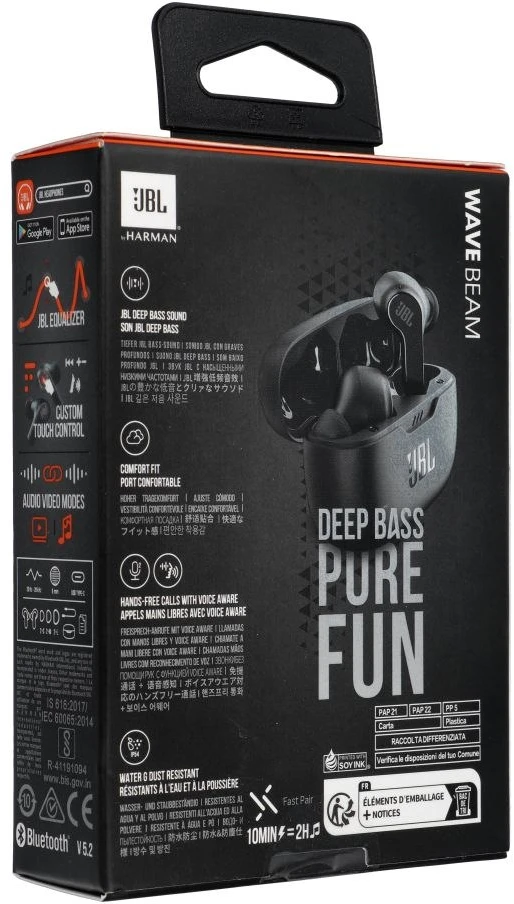 Belaidės Ausinės JBL Wave Beam, Juodos