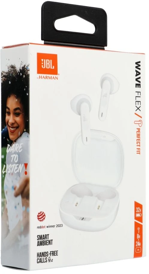 Belaidės Ausinės JBL Wave Flex, Baltos spalvos