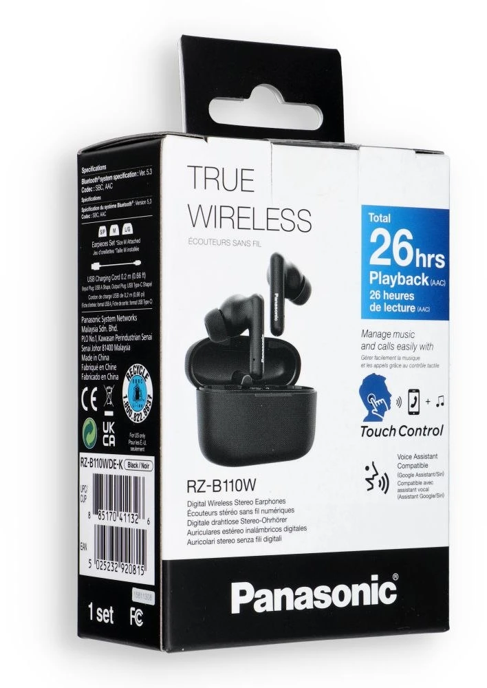 Panasonic Ausinės | RZ-B110WDE-K | Bluetooth | į ausis įkišamos | Mikrofonas | Belaidės | Juodas