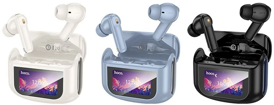 HOCO belaidės ausinės bluetooth su touch screen TWS ANC + ENC EQ21 mėlynas star