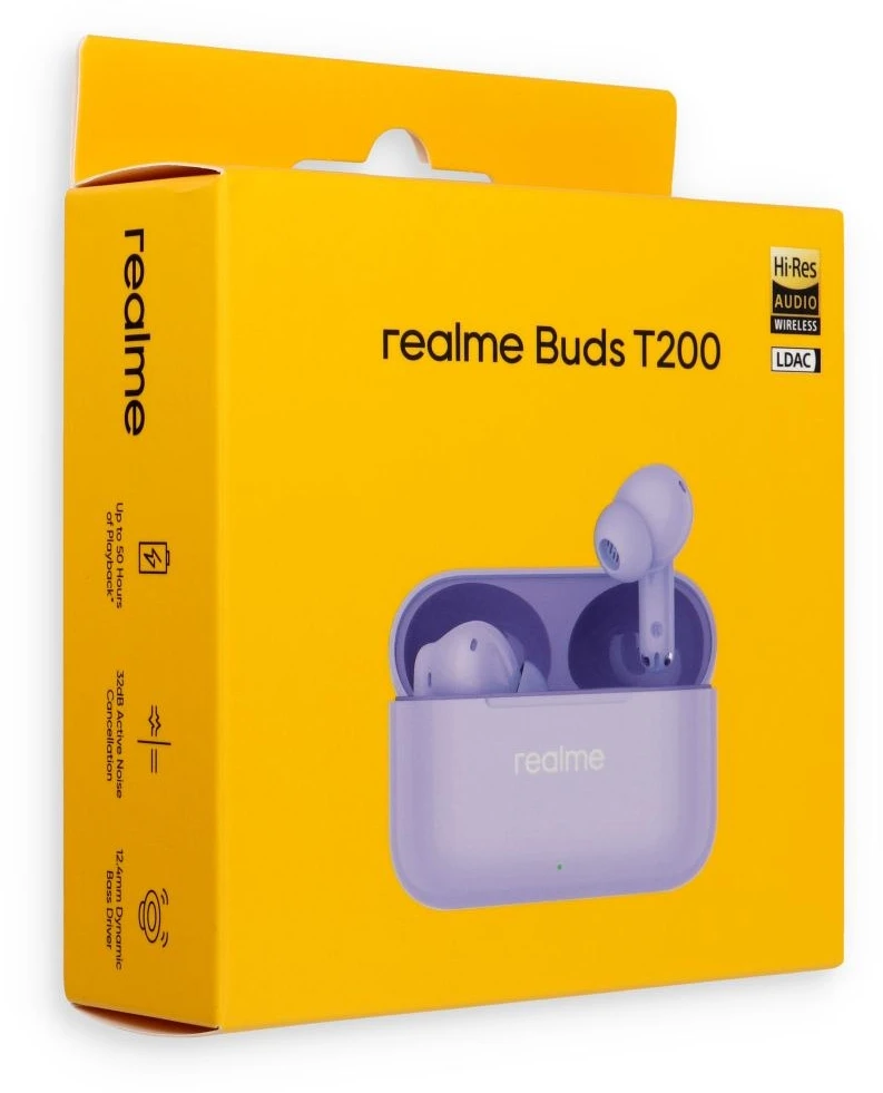 Ausinės Realme Buds T200 Violetinė