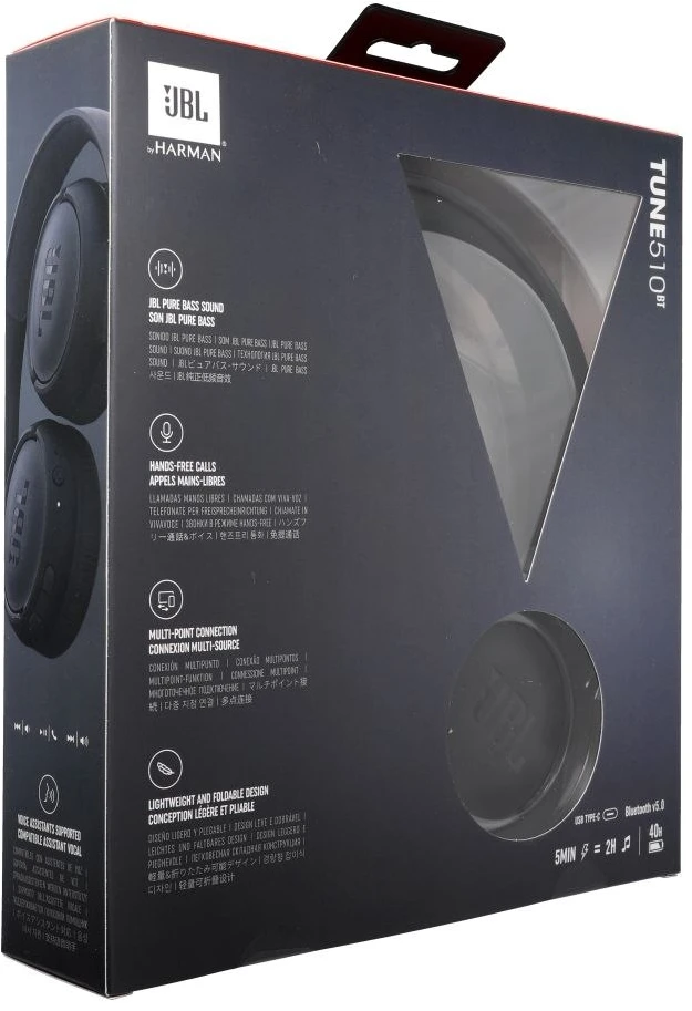 Lengvos ir patogios belaidės Ausinės JBL Tune 510BT Pure Bass sound su mikrofonu, Juodos