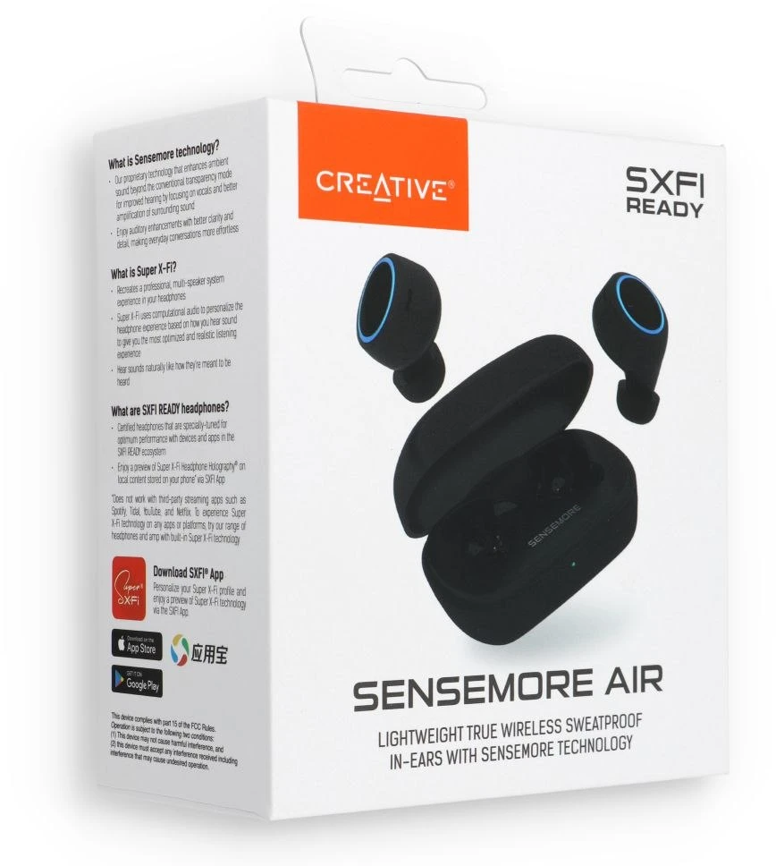Ausinės Creative Sensemore Air, juodos spalvos