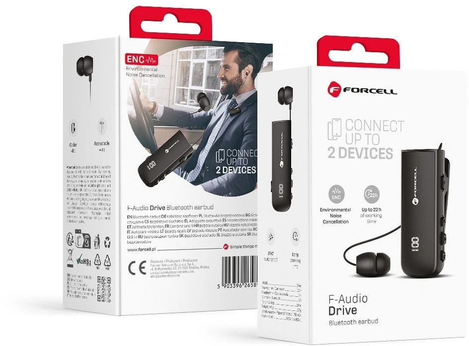 Ausinės Belaidės earphone Forcell F-Audio Drive EarBud juodas