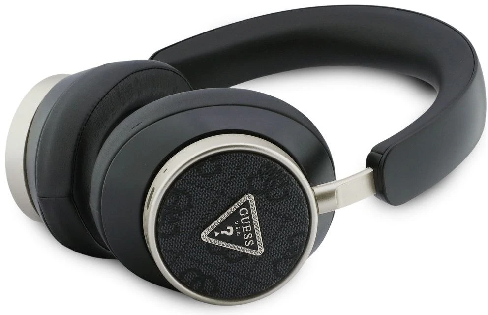 Ausinės Guess PU 4G Triangle Logo ENC Belaidės Headphone Juodas