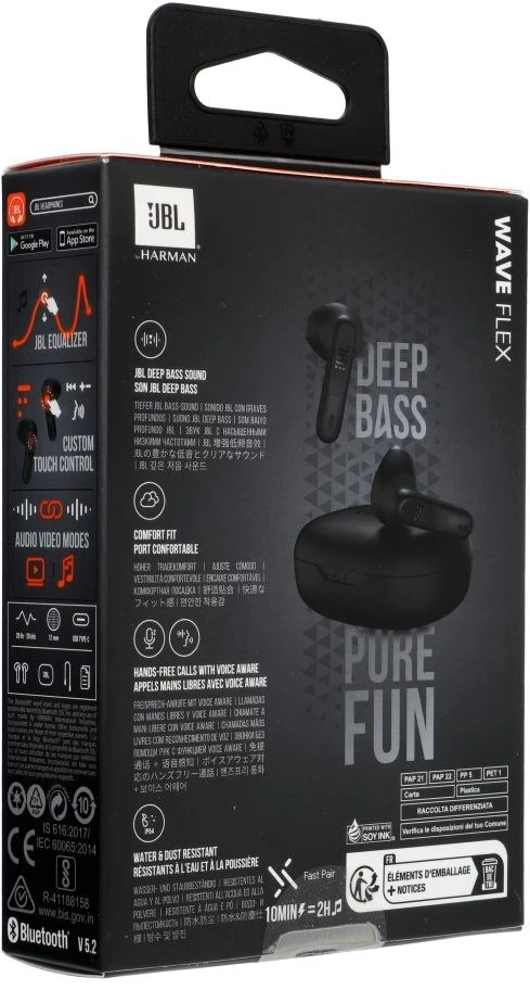 Belaidės Ausinės JBL Wave Flex, Juodos spalvos