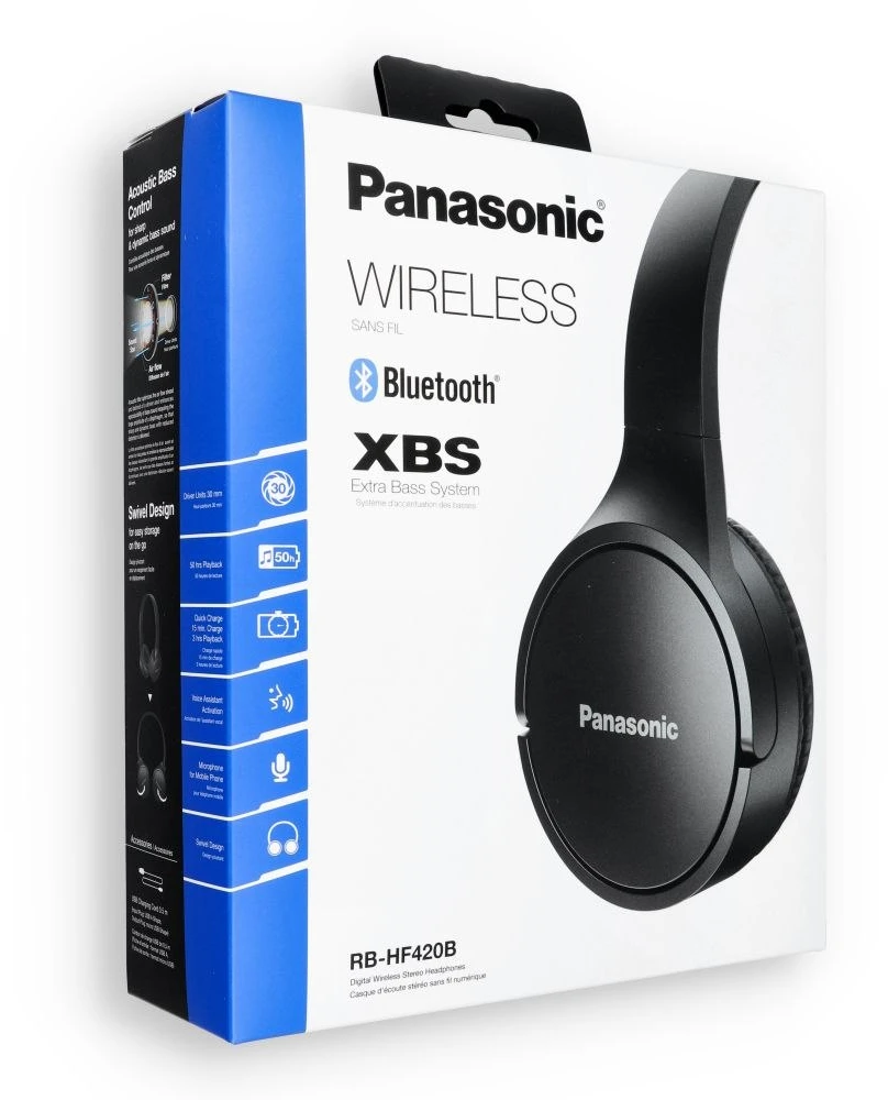 Belaidės gatvės ausinės Panasonic RB-HF420BE-K, Juodos