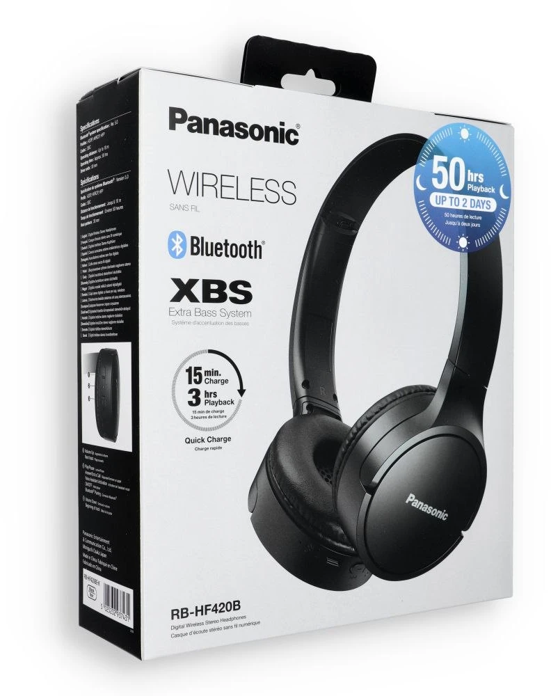Belaidės gatvės ausinės Panasonic RB-HF420BE-K, Juodos