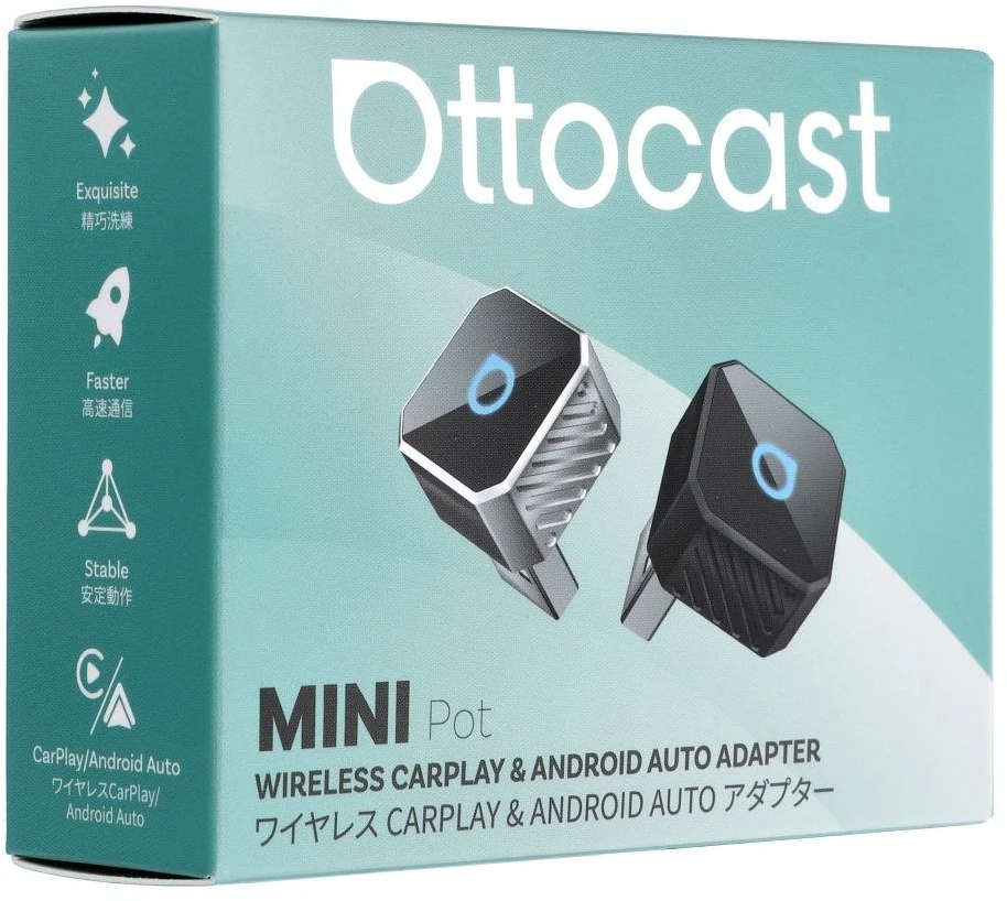 Wireless car adapter OTTOCAST Mini Cube T3 sidabrinis