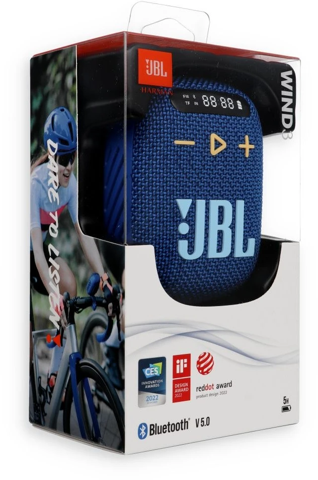 Store24 Belaidė kolonėlė JBL Wind 3 su laikikliu ant vairo, mėlynos spalvos