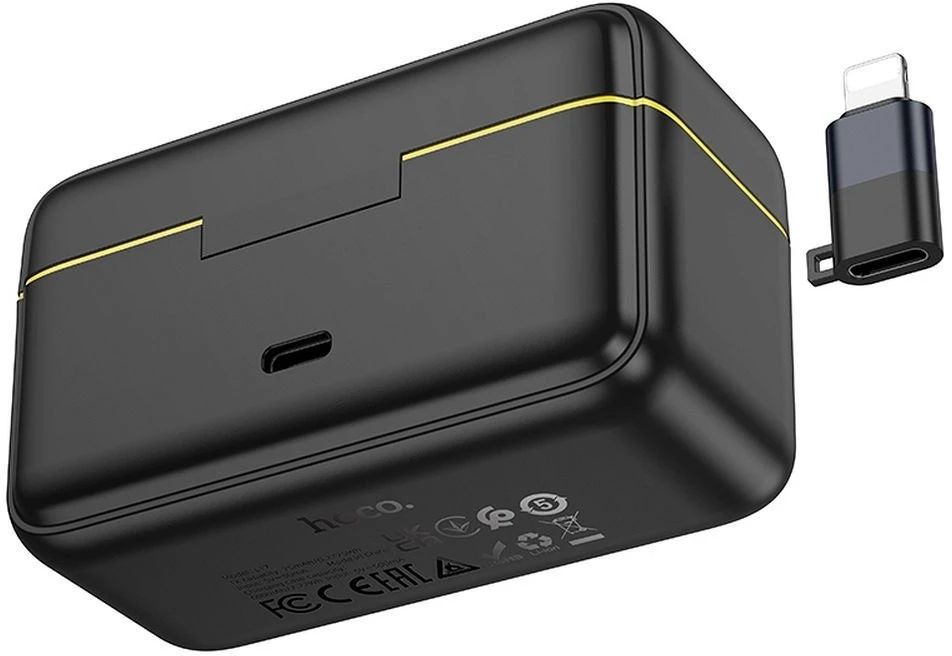 Belaidis prisegamas mikrofonas „Lightning“ / USB C Hoco 2 vnt. L17 juodas