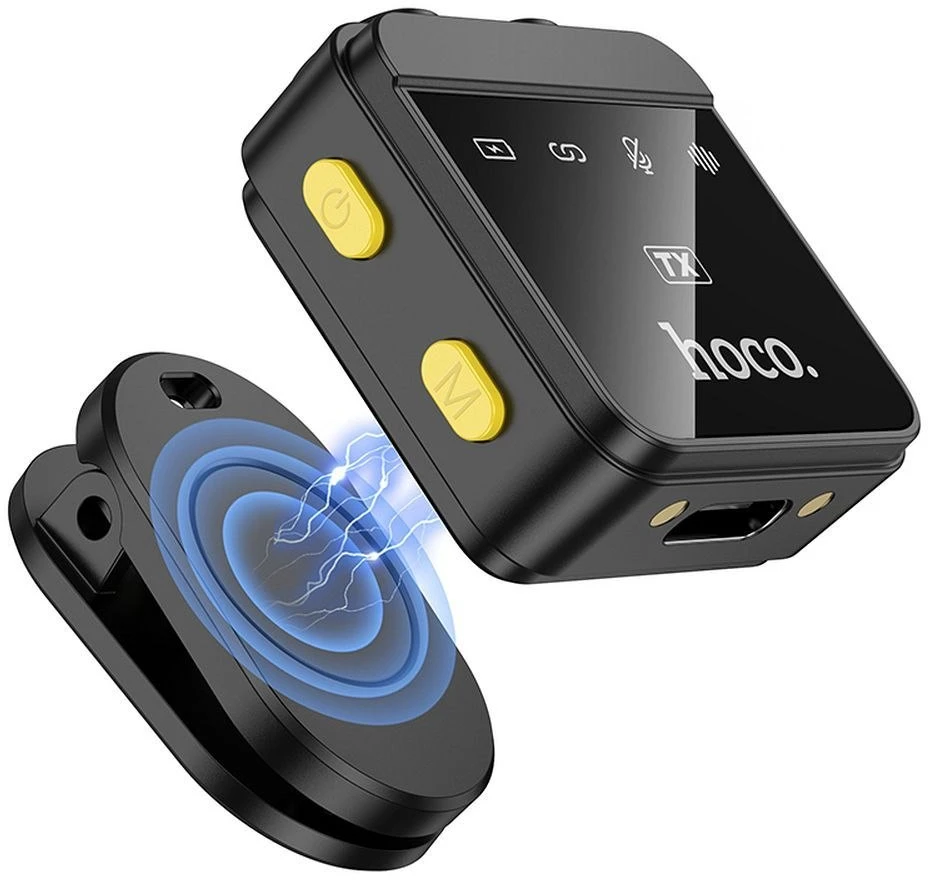 Belaidis prisegamas mikrofonas „Lightning“ / USB C Hoco 2 vnt. L17 juodas