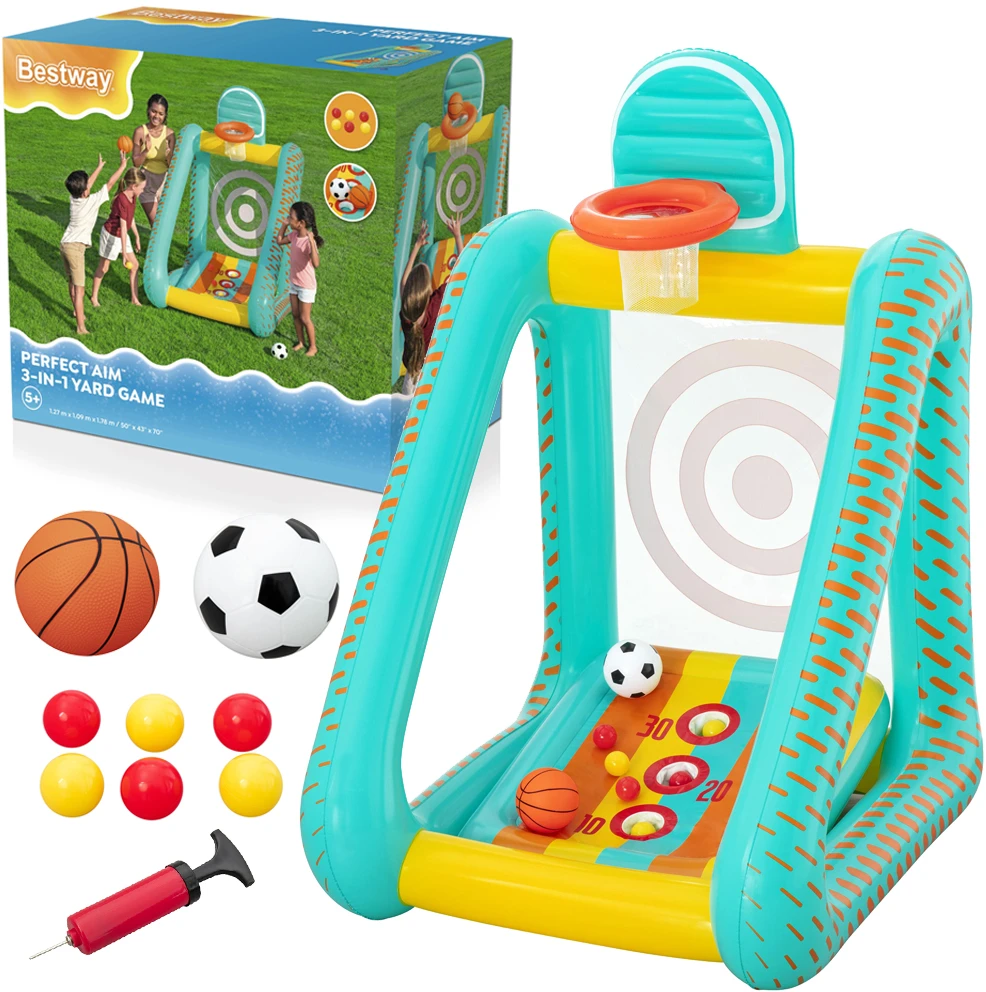 Bestway 3 viename sodo žaidimas krepšinis + futbolas + vartai 127x109x178cm 52813