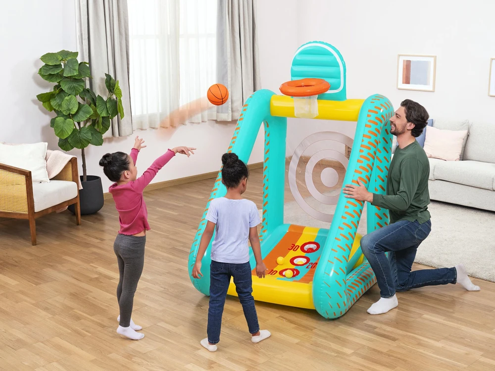 Bestway 3 viename sodo žaidimas krepšinis + futbolas + vartai 127x109x178cm 52813