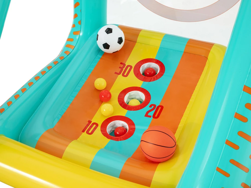 Bestway 3 viename sodo žaidimas krepšinis + futbolas + vartai 127x109x178cm 52813
