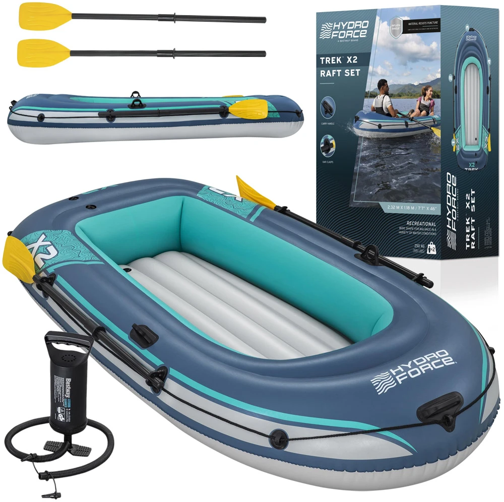 Pontonas TREK X2, 232 cm x 118 cm + BESTWAY aksesuaras