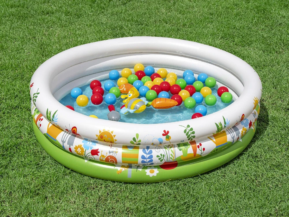 Bestway Sausas baseinas su kamuoliukais GĖLĖ 102x25cm + 50 kamuoliukų ir žaislų 52466