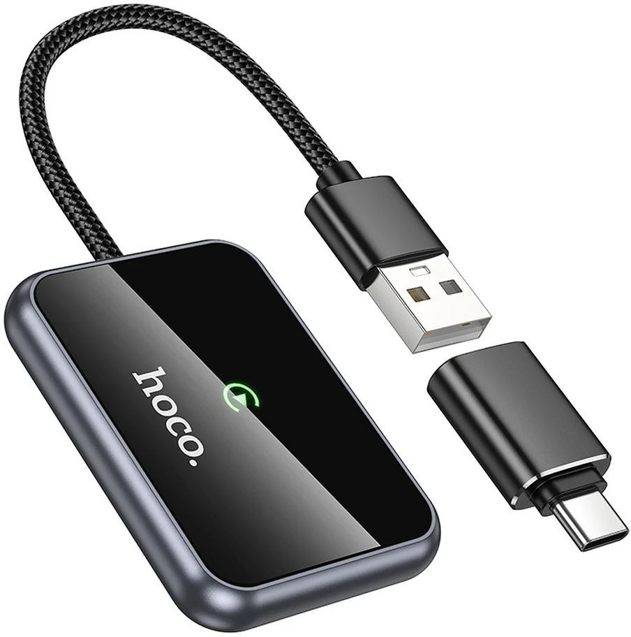 Wireless CarPlay adapter Hoco USB A / USB C HU1 juodas