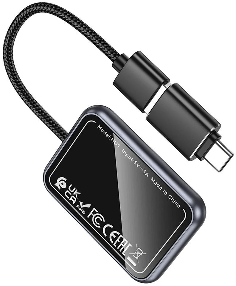 Wireless CarPlay adapter Hoco USB A / USB C HU1 juodas