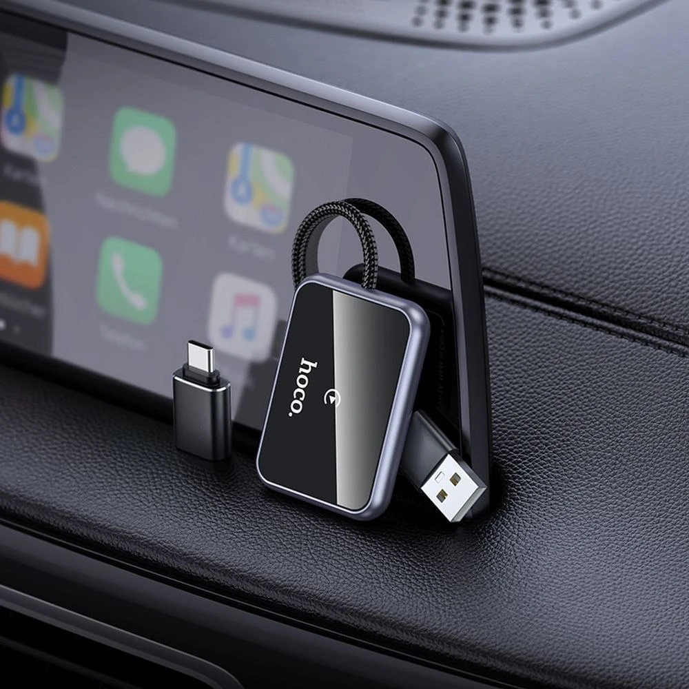 Wireless CarPlay adapter Hoco USB A / USB C HU1 juodas