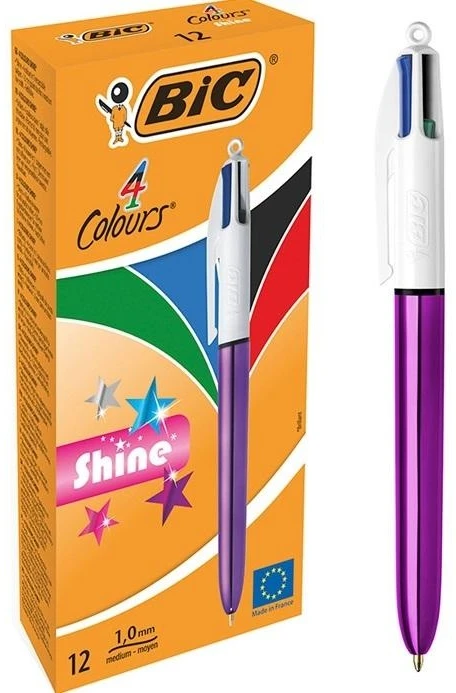 Bic Rašiklis 4 spalvų Shine violetinis 12 vnt