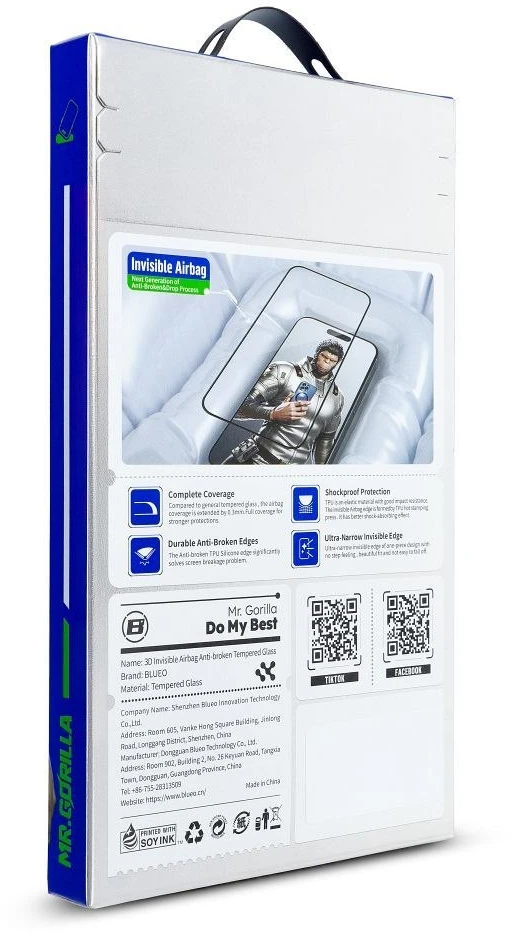 Blueo 5D Mr. Monkey Glass - Apple iPhone 15 Pro Max juodas (Airbag Anti-broken)