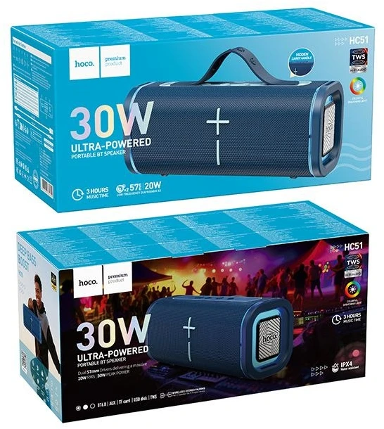 Bluetooth garsiakalbis 30W 5h Hoco HC51 mėlynas